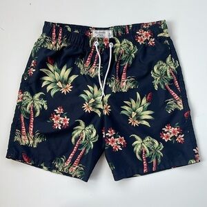 Abercrombie & Fitch Men's Navy Tropical Palm Tree Swim Trunks Size Small